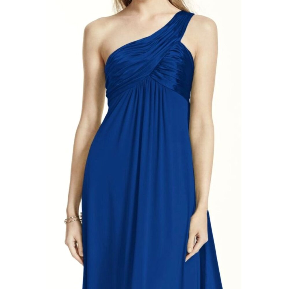 David's Bridal One-Shoulder Royal Blue Evening Dress